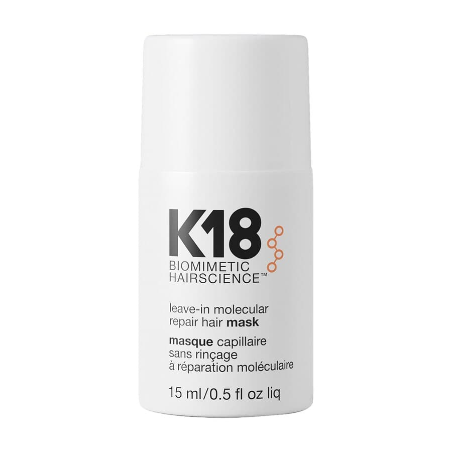 K18 Leave-In Molecular Repair Hair Mask in the 15 mL mini bottle