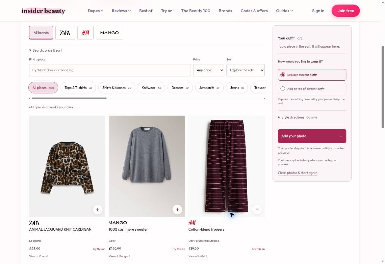 Try on clothes for free with Insider Beauty