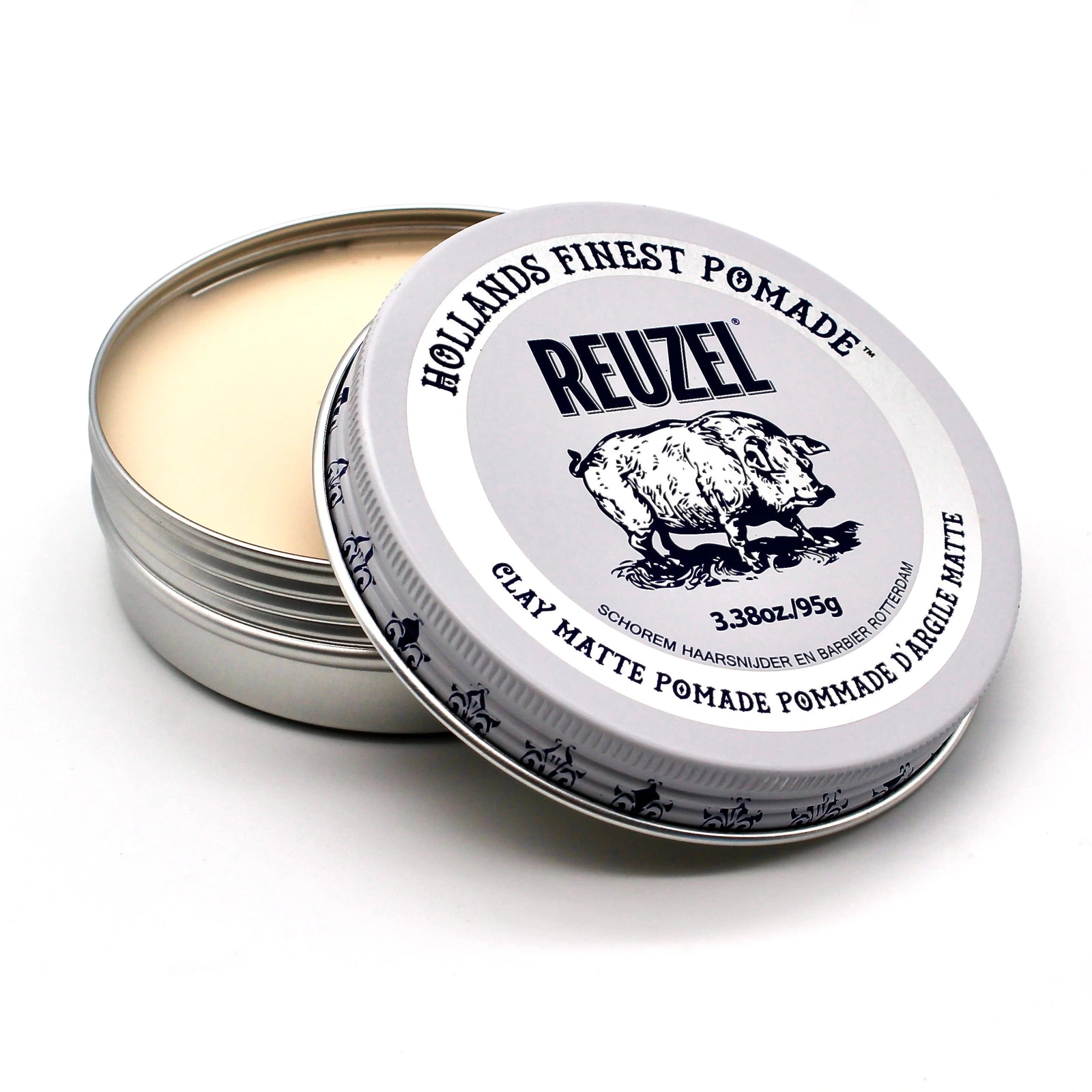 Official open Reuzel Clay Matte 95g tin and lid